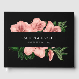 Romantisch  Bloemen Blush Roze Zwart Bruiloft Gastenboek