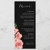 Romantisch  Bloemen Blush Roze Zwart Bruiloft Menu (Voorkant)