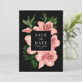 Romantisch  Bloemen Blush Roze Zwart Bruiloft Save The Date (Staand voorkant)