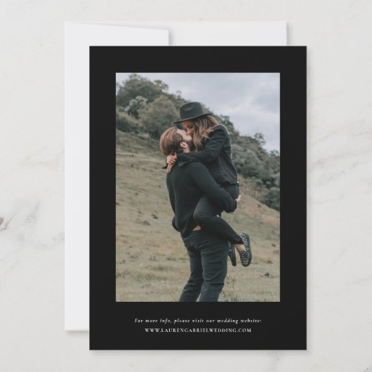 Romantisch Bloemen Blush Roze Zwart Bruiloft Save The Date (Achterkant)