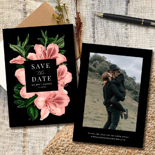 Romantisch  Bloemen Blush Roze Zwart Bruiloft Save The Date