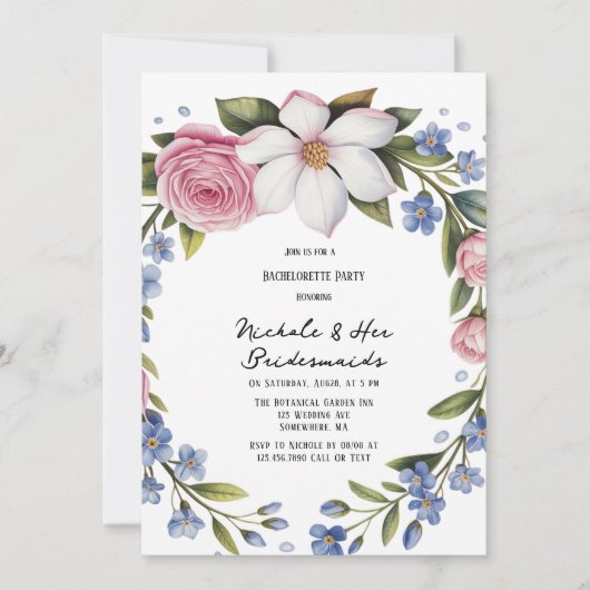 Romantisch Bloemen Boeket Bruidsmeisjes Luncheon Kaart (Voorkant)