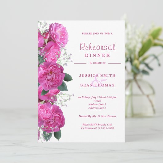 Romantisch Bloemen Boeket bruiloft repetitie diner Kaart (Staand voorkant)