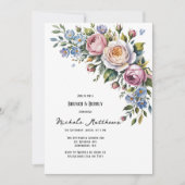 Romantisch Bloemen Boeket Brunch & Bubbly Kaart (Voorkant)