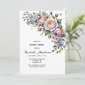 Romantisch Bloemen Boeket Brunch & Bubbly Kaart (Staand voorkant)