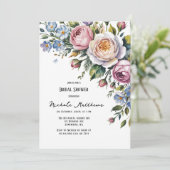 Romantisch Bloemen Boeket Brunch & Bubbly Kaart (Staand voorkant)