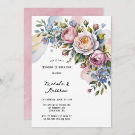 Romantisch Bloemen Boeket Huwelijksfeest Kaart