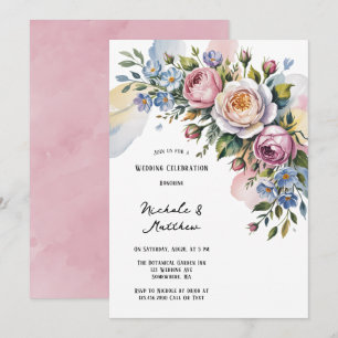 Romantisch Bloemen Boeket Huwelijksfeest Kaart