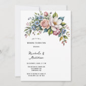 Romantisch Bloemen Boeket Huwelijksfeest Kaart (Voorkant)