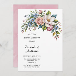 Romantisch Bloemen Boeket Huwelijksfeest Kaart