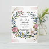 Romantisch Bloemen Boeket Huwelijksfeest Kaart (Staand voorkant)