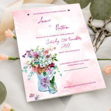 Romantisch Bloemen Boeket Roze Huwelijksuitnodigin