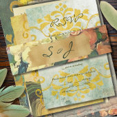 Romantisch  Bloemen Goud Huwelijksontwerp Uitnodigingen Wikkel