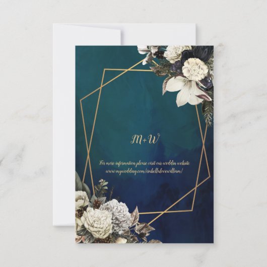 Romantisch Bloemen Gouden Krans Save the Date Brui Kaart (Achterkant)