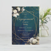 Romantisch Bloemen Gouden Krans Verlovingsfeest Kaart (Staand voorkant)