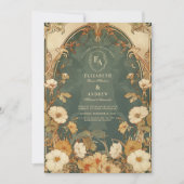 Romantisch Bloemen Lijst Art Nouveau Huwelijk Kaart (Voorkant)