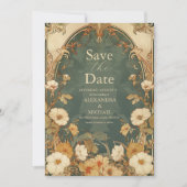 Romantisch Bloemen Lijst Art Nouveau Huwelijk Save The Date (Voorkant)