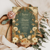 Romantisch Bloemen Lijst Art Nouveau Huwelijk Save The Date