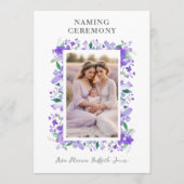 Romantisch Bloemen Lijst Paarse tinten 2 foto's Programmakaart (Voorkant)