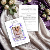 Romantisch Bloemen Lijst Paarse tinten 2 foto's Programmakaart
