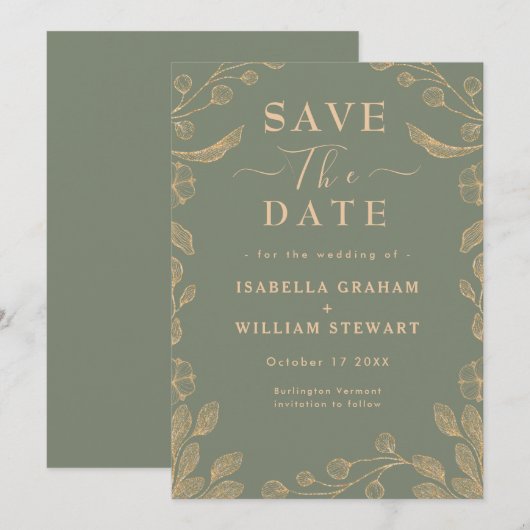 Romantisch Bloemen Salie Groene Botanische Save Th Kaart (Voorkant / Achterkant)