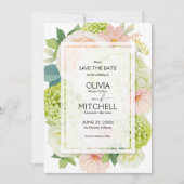 Romantisch Bloemen Stoffig Blauw Foto Bruiloft Save The Date (Voorkant)