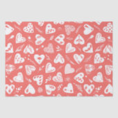 Romantisch Bloemen Valentijn Harten Patroon Koraal Tissuepapier (Voorkant)
