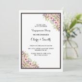 Romantisch Bloemen Verloving Uitnodiging Kaart (Staand voorkant)