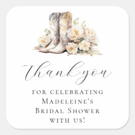 Romantisch Bloemen Waterverf Cowgirl Vrijgezellenf Vierkante Sticker