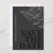 Romantisch Bloemen Zwart Wit Save the Date Kaart (Voorkant)
