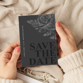 Romantisch Bloemen Zwart Wit Save the Date Kaart