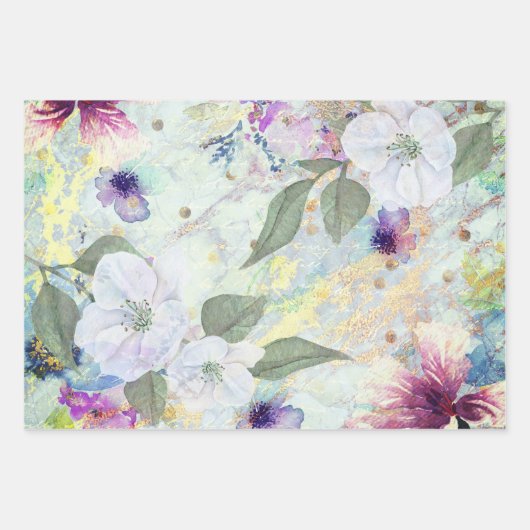  romantisch bloemenboek waterverf gouden script inpakpapier vel (Voorkant 2)