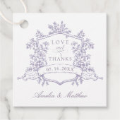 Romantisch bloemend crest lavendel Liefde & Dank Bedankjes Labels (Voorkant)