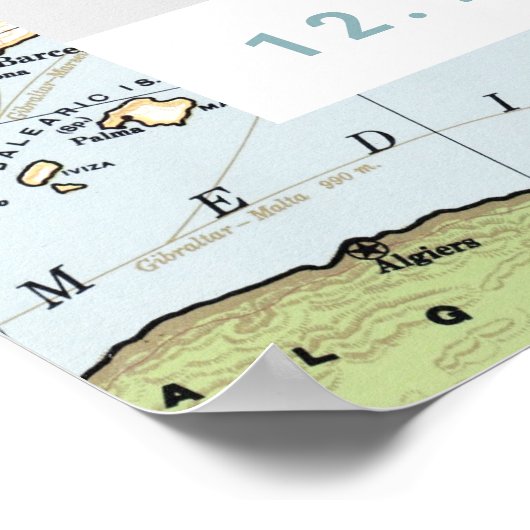 Romantisch Bloemend Kaart Reis Thema Fotohokje Pro Poster (Hoek)