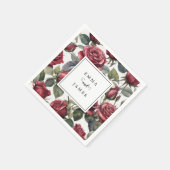 Romantisch bloemendekor met donkere rozen bruiloft servet (Hoek)