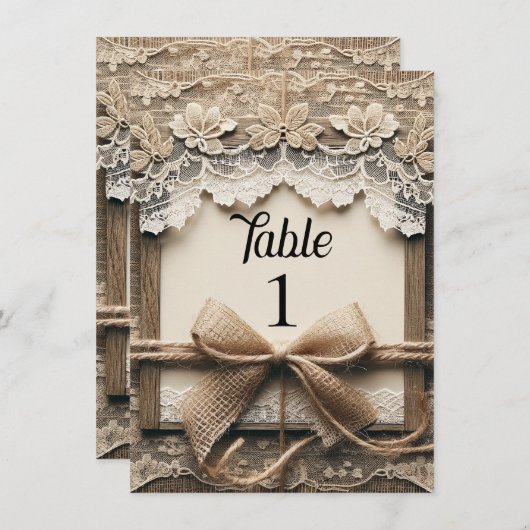 romantisch bloemenkant burlap rustieke bruiloft kaart (Voorkant / Achterkant)