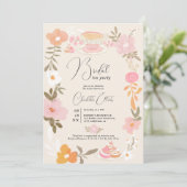 Romantisch  bloementheefeest vrijgezellenfeest kaart (Staand voorkant)