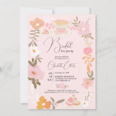 Romantisch bloementheefeest vrijgezellenfeest kaart (Voorkant)