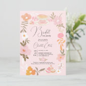 Romantisch bloementheefeest vrijgezellenfeest kaart (Staand voorkant)