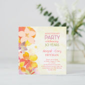 Romantisch bloemfeest voor 30 jaar trouwfeest kaart (Staand voorkant)