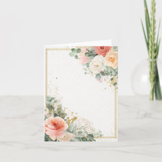 Romantisch bloemframe met gouden details notitiekaartje