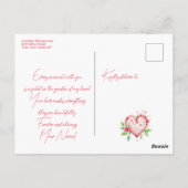 Romantisch bloemhart met roze en rode bloemen briefkaart (Achterkant)