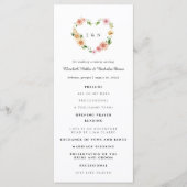 Romantisch bloemhart trouwceremonieprogramma programmakaart (Voorkant)