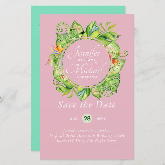 Romantisch Bloemig Bewaar de Datum Veel Kleur Them (Voorkant / Achterkant)