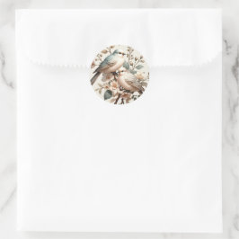 Romantisch Bloemig Liefdesvogel Mini Ronde Envelop Sticker