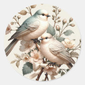 Romantisch Bloemig Liefdesvogel Mini Ronde Envelop Sticker (Voorkant)