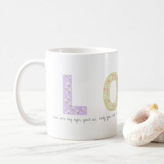 Romantisch bloemig LOVE initiaal acrostisch ontwer Koffiemok