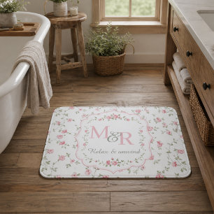 Romantisch bloemig monogram Vintage Cottagecore Badmat