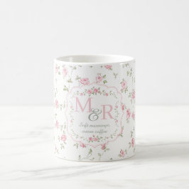Romantisch bloemig monogram | Vintage Cottagecore Koffiemok