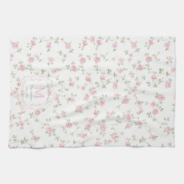 Romantisch bloemig monogram | Vintage Cottagecore Theedoek